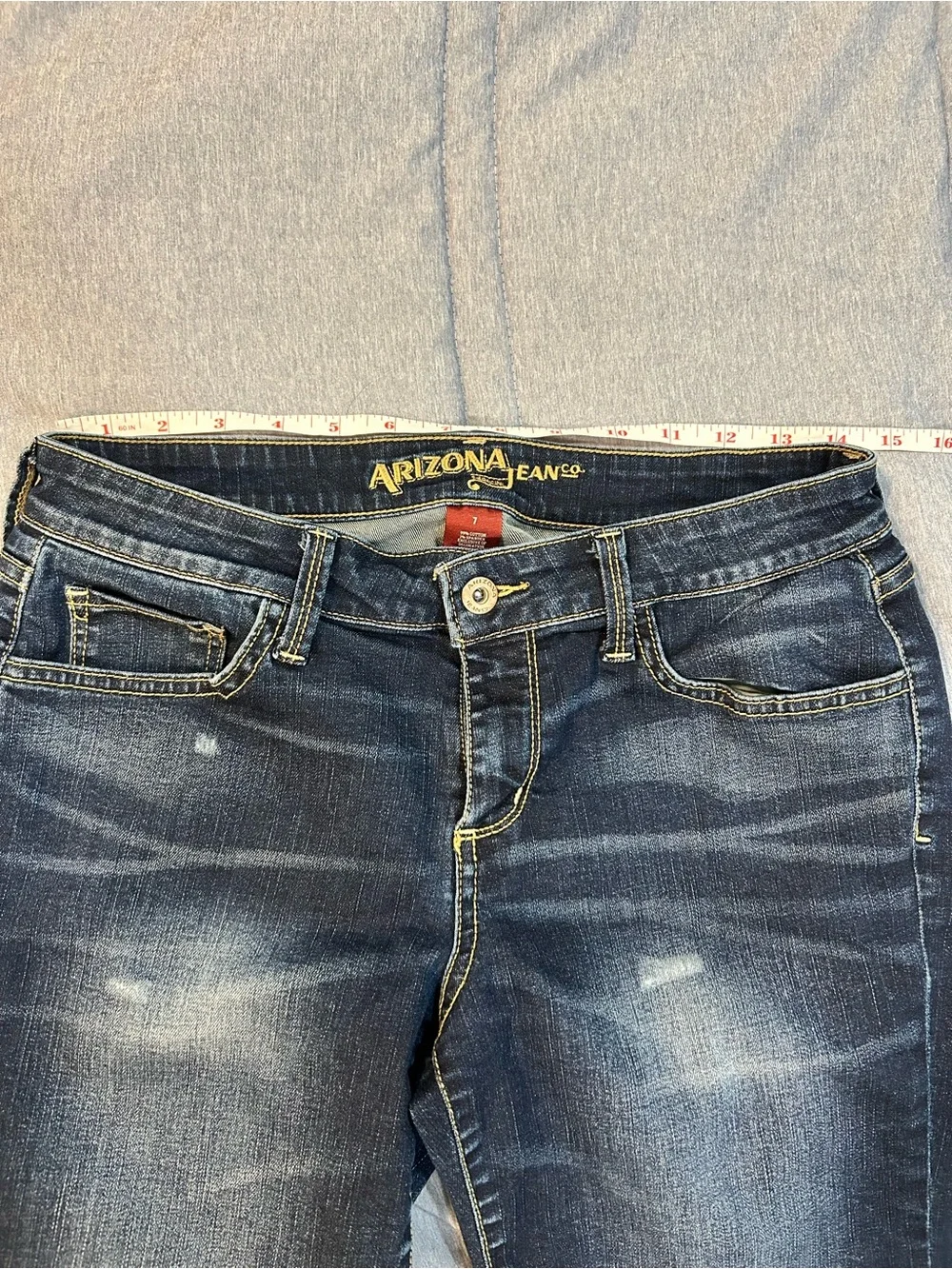 Juniors Arizona Jean Company Women's Dark Blue Rolled Cuff Denim Bermudas